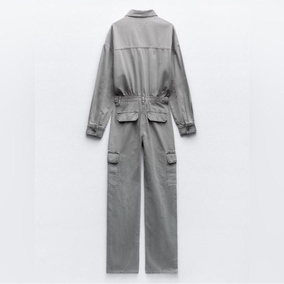 ZARA TRF WASHED EFFECT DENIM JUMPSUIT NWT - Picture 3 of 7